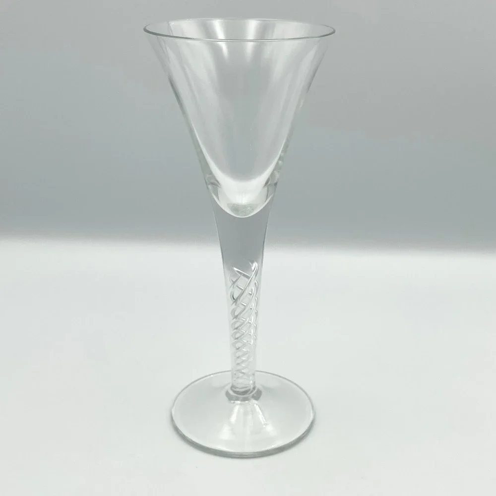 Vintage Turda Romania Art Glass Chalice Goblet Inner Twisted Stem Champagne Wine